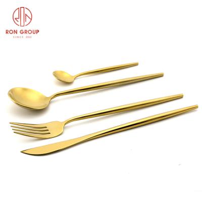 China Stocked Minimum MOQ Light Gold Stainless Steel Flatware Set For Wedding for sale