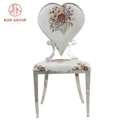 China Modern cheap price heart shape backrest stitchwork metal furniture stainless steel chair dinner for sale