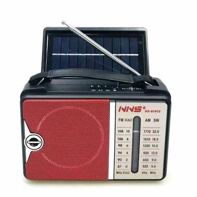 China NS-8060S PORTABLE portable solar radio with lamp rechargeable AM ​​fm switch usb solar radio with USB charging cable for sale