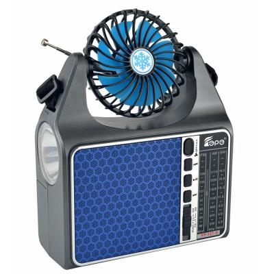 China FP-127-S PORTABLE USB RADIO Fan Cool Wind Portable Solar Torch Radio Am FM Switch 3 Band Solar Radio With Fan for sale