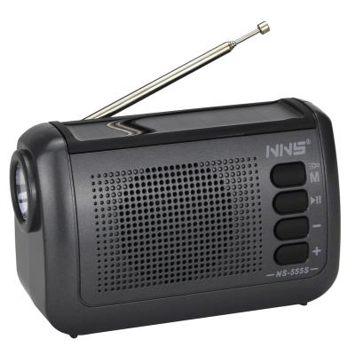 China NS-555S Mini PORTABLE FM Radio Torch Portable Wireless Stereo Sound Speaker with FM Radio USB Torch Light Speaker for sale