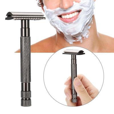 China Luxury Metal Shaving Handle Stainless Steel Metal Edge Razor Men's Private Personal Care Men's Double Shaving Shaving Safety Razor for sale