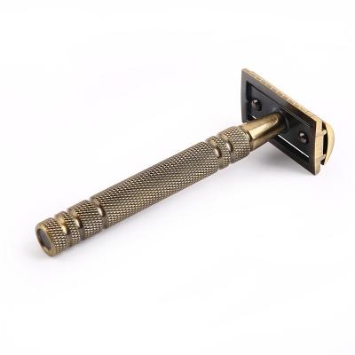 China Luxury Men's Personal Care Men's Double Edge Metal Razor Metal Stainless Steel Handle Shaving Handle Shaving Safety Razor for sale