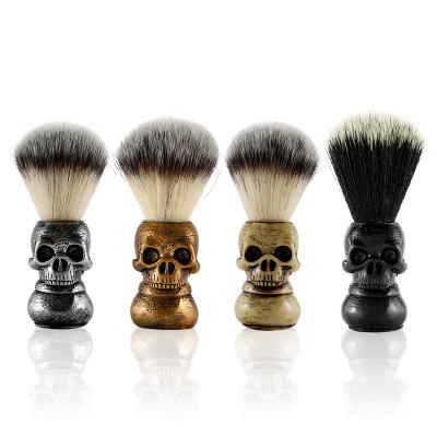 China Wholesale Antique Shaving Brush New Design Customize Men Skeleton Skull Shaving Beard Brush With Resin Handle For Barber Or Home Use for sale