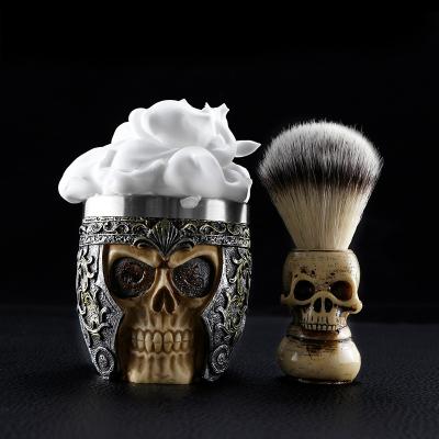 China Antique Beard Brush Men Shaving Brush Skull Barber Shaving Brush Beard Facial Cleaning Tools Foaming Brush Resin Handle Barber Salon Shaving Tools for sale