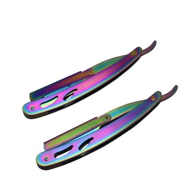 China Men Personal Grooming Custom Bending Black Gold Barber Straight Razor Silver Stainless Steel Rainbow for sale