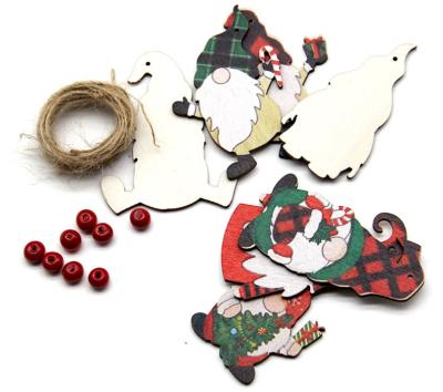 China Chirstmas Decor Drop Shipping Wooden Slice Christmas Ornaments Santa Claus Tree Decorations Hollow Wooden Slice Ornaments Tree Ornaments for sale