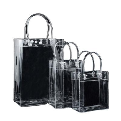 China Custom Wholesale Folding Transparent Clear PVC Tote Shopping Bag PVC Bag for sale