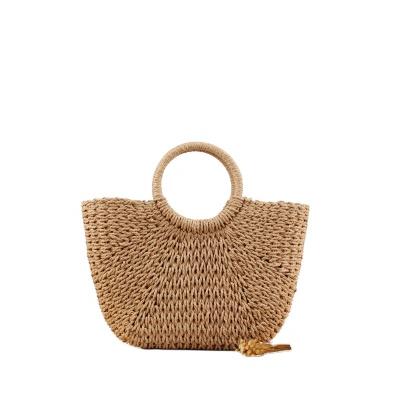 China Fashion Women Eco-Friendly Wholesale Straw Beach Bags Summer Lady Natural Straw Basket Bag Handmade for sale