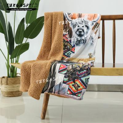 China Western Super Soft Folded Sherpa Fuzzy Throw Blankets 50X60 Inch Shear Blanket Warm Blanket for sale