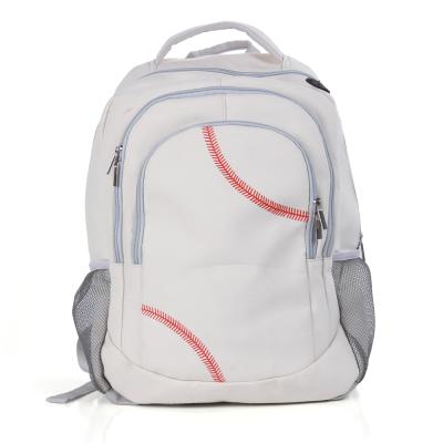 China Newspaper Used Casual Bookbag Backpack 2021 Hot Sale Baseball Red Stripes For Girls Teen Boys for sale