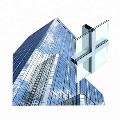 China Modern Galvanized Steel Frame Anti-scratch Tempered Glass Curtain Wall for sale