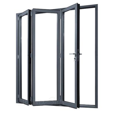 China Modern French Space Save Double Glazed Internal Folding Tempered Glass Bifold Door for sale