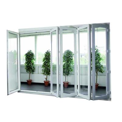 China Customized Modern PVC Upvc French Patio Tempered Glass Exterior Plastic Folding Doors for sale