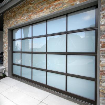 China Modern Aluminum Frame Automatic Garage Door Rolling Double Glass Panels for sale