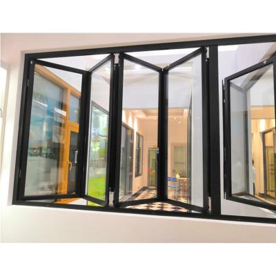 China Commercial Double Screen Bi Glass Aluminum Fold Vertically Folding Aluminum Window Home Building for sale