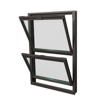 China Swing American Style Thermally Frame Large Size Broken Black Aluminum Double Glazed Hung Window for sale