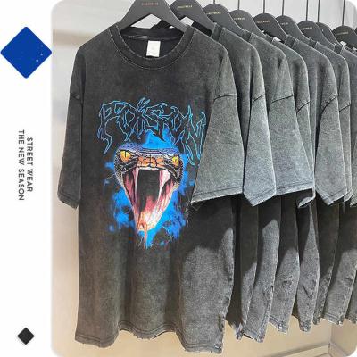 China 2023 Fashion Anti-Wrinkle T-shirt Men's Retro Wholesale Custom Short Sleeve T-shirt Pure Acid Super Heavy Wash 100% Wash T-shirt for sale