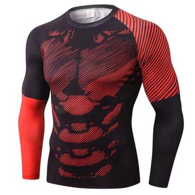 China Custom Men's Fitness T-shirt Long Sleeve Men's Running Tights Anti-Wrinkle Clothes Casual Outdoor Sports Quick-drying Running Tights t for sale