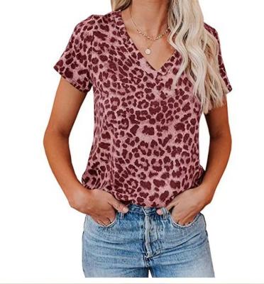 China Wholesale Custom Large Size Female T-shirt Short Sleeve Camouflage Anti-wrinkle Explosive Leopard Print for sale