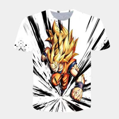 China Wholesale Custom Anti-wrinkle Anime Logo Cartoon Character Goku Men Dye Sublimation Fashion 3D Print T-shirts Full Graphic Tees for sale