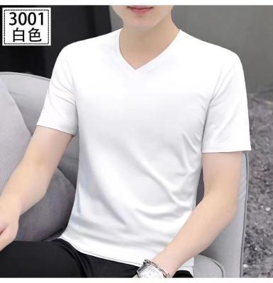 China Wholesale Custom 260g Anti-wrinkle Cotton 260g Single Side V-Neck Solid Color Solid Color Non-pilling Short Printed Short Sleeve for sale