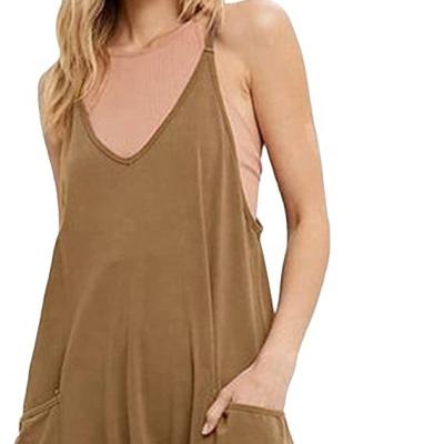 China 2023 QUICK DRY omoone casual loose-v-neck jumpsuit women's sleeveless jumpsuit with thin straps for sale