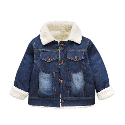 China Breathable Baby Boy Clothes Denim Coat With Velvet Winter Children Wear Warm Toddler Kids Clothing for sale