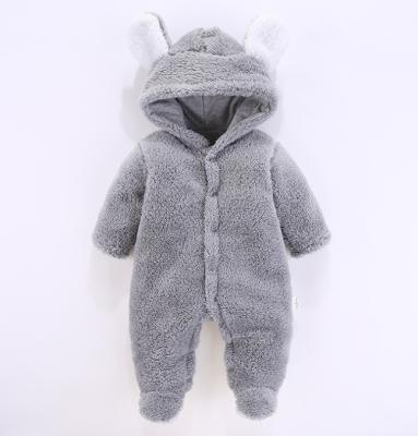 China Cute Short Sleeve Baby Rompers Winter Bear Hooded Overalls Baby Pajamas for sale