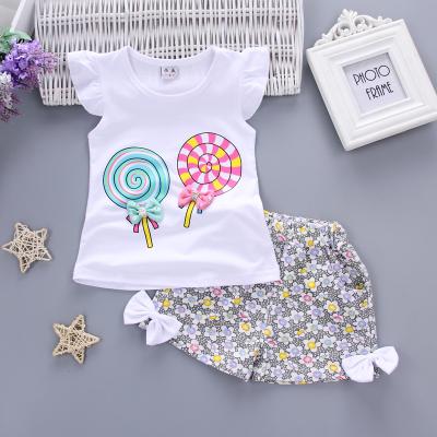 China Summer Antibacterial Clothes Sets New Style 2pcs Toddler Kids Babies Outfits Pacifier T-shirt Tops+Shorts Pants Baby Clothes for sale