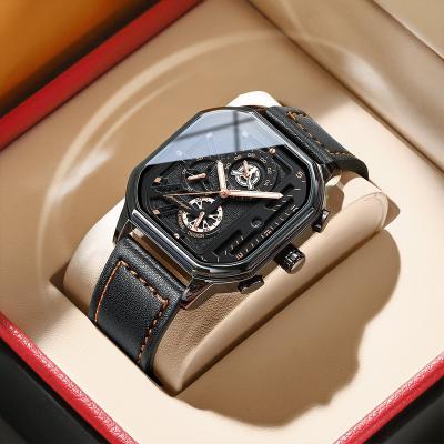 China Luxury Black Leather Poedagar Chronograph Quartz Watches Wholesale Mens Wrist Watches Waterproof Chronograph Calendar Watch For Men for sale