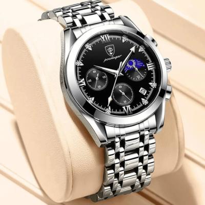 China Poedagar Chronograph New Fashion Men Watch Stainless Steel Watch For Men Wrist Calendar Quartz Waterproof Luminous Watches Mens for sale