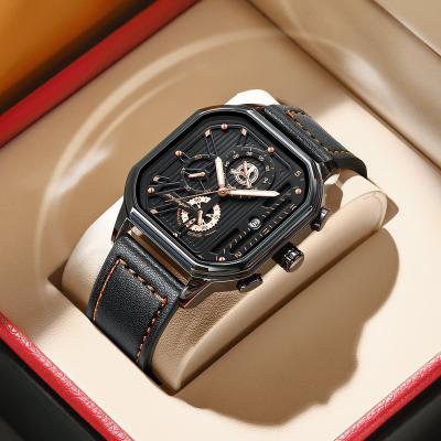 China Poedagar Chronograph 628 Fashion Sport Men Watch Waterproof Luminous Quartz Watches Calendar Leather Watch For Men for sale