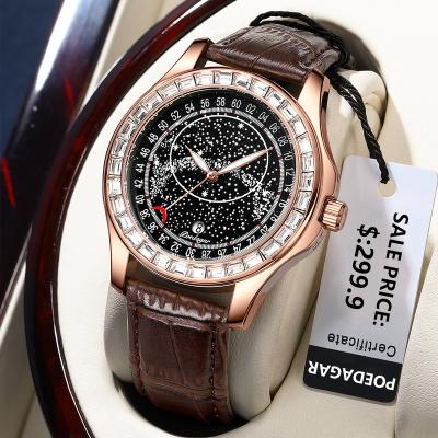 China Poedagar Full Calendar Shape Starry Dial Men Watch Luminous Quartz WatchesWaterproof Leather Men Watches Wrist Calendar Watch For Men for sale