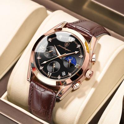 China Poedagar Diamond Luxury Watch Chronograph For Men's Chronograph Quartz Leather Watch Luminous Wrist Watches Waterproof Calendar Relojes for sale