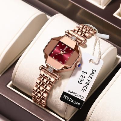 China Poedagar Women Wrist Watches Elegant Stainless Steel Diamond Quartz Watches Rose Gold Ladies Watch Waterproof Factory Wholesale for sale