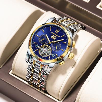 China Waterproof Luminous Poedagar Calendar Date Week Mens Watch Stainless Steel Full Mechanical Luxury Wrist Watches Men For Men for sale