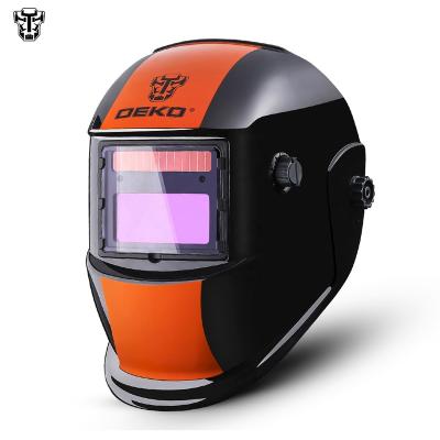 China DEKO MZ236 Orange PP Material Electric Welding Helmet For MIG Muttahida Majlis-e-Amal Welding Machine Auto-darkening Solar Powered Filter Mask 11.8 x 8.7 x 8.5 inch for sale