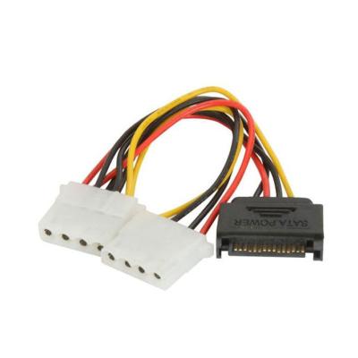 China SATA Power Cable 15 Pin SATA Male To Dual 4 Pin LP4 Molex Adapter Y Splitter Power Cable for sale