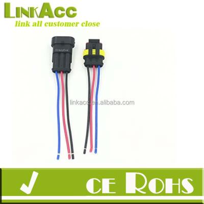 China Construction 3 Pin Car Waterproof Electrical Connector Plug With Wire Cable Connector Electrical Plug for sale