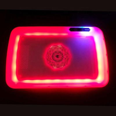 China Eco-Friendly Factory Wholesale Custom Led Glowing Rolling Tray Logo Tray Speaker Build in Tray Serving Voice Control Music for sale