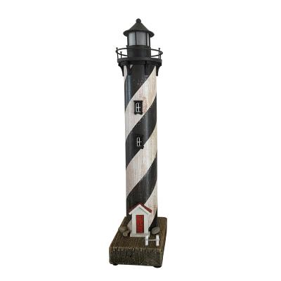 China Classic Black And White American YBOX Lighthouse Beacon With Light Wood Home Decoration for sale