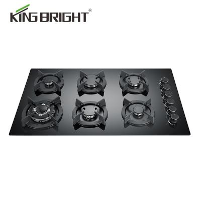 China Element 6 Burner Gas CKD SKD Cocina Tempered Glass Household Cooktop Outdoor Gas Hob for sale