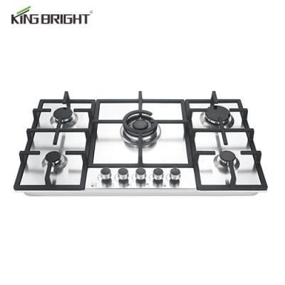 China Hotel High Efficiency Stainless Steel Bulit In Gas Hob 5 Burner Kitchen Appliances Gas Cooker With Safety Device for sale