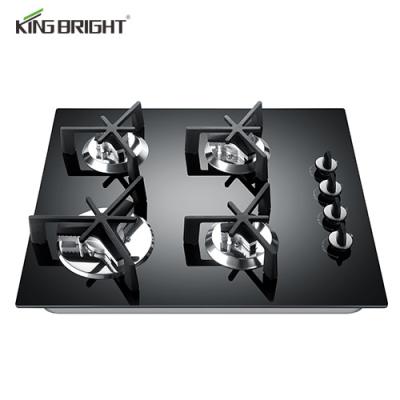 China Built-in 4 burners tempered glass gas hob to hotel kitchen appliances 4 cooking gas stove stufa for sale