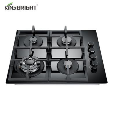 China Hotel Kitchen Appliances 4 Burner Gas Stove Tempered Glass CKD SKD Tempered Glass Household Cooktop Gas Built-in Hob for sale