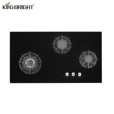 China Hotel Built-In 86cm 3 Burner Gas Hob/Cooking Top Gas Hob/Gas Cooker Tempered Glass for sale