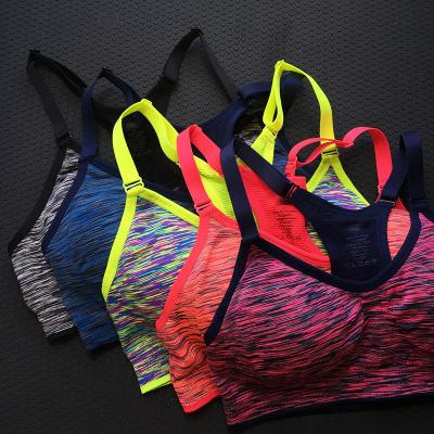 China Wholesale Cheap Antibacterial Sports Bra Quick-drying Shockproof Segment Dyed No Rims Yoga Underwear Training Running Fitness Underwear Vest for sale