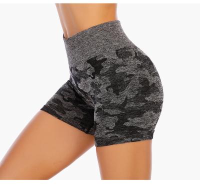 China Wholesale Cheap Antibacterial Camouflage Seamless Hip Lift Up Slim Fit Sports Stretch Fitness Yoga Shorts for sale