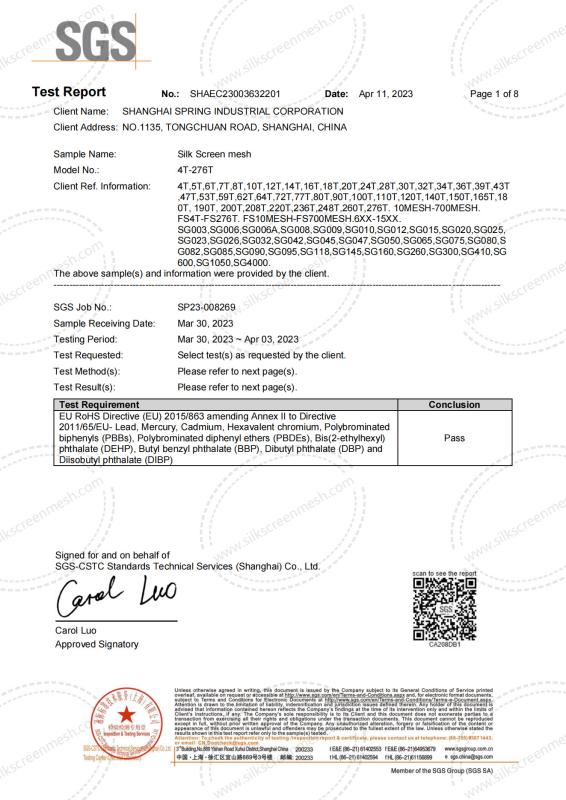 RoHS - Shanghai Spring Industrial Company Ltd